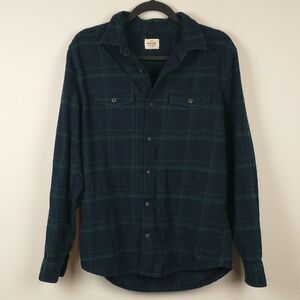 Marine Layer Flannel Button Up Shirt Mens Large Plaid Green Blue